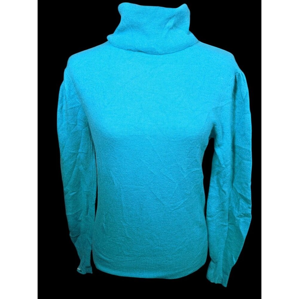 Vintage Composition Lambswool Angora Blue Turtleneck Sweater